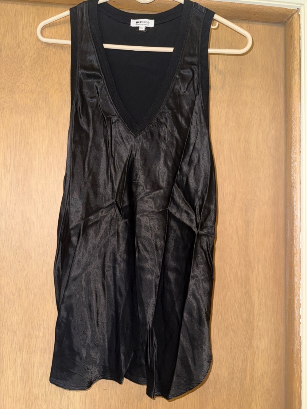 LA Made Black Satin Tunic Tank Top Size XL